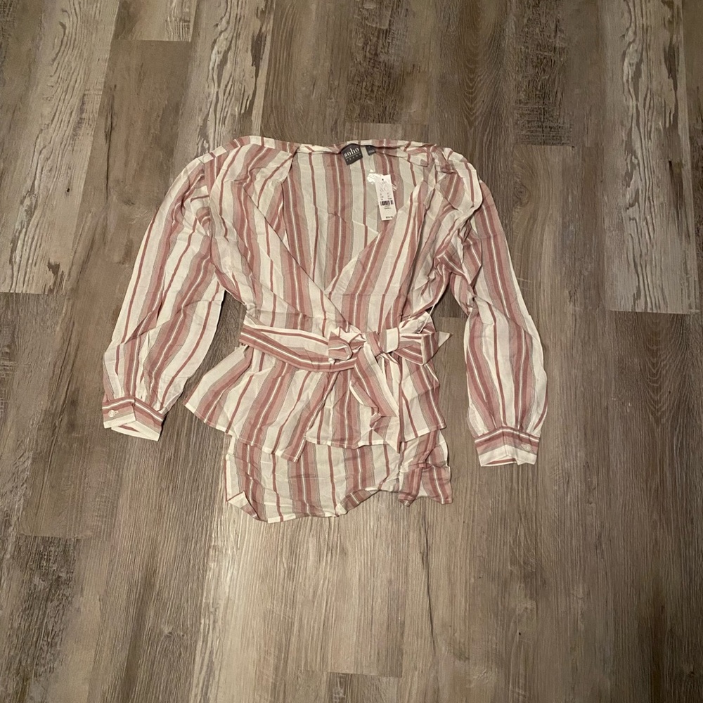Pink and White Blouse